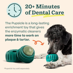 Woof Doggy Dental Pupsicle Mix paired with Pupsicle extends chew time for dental care