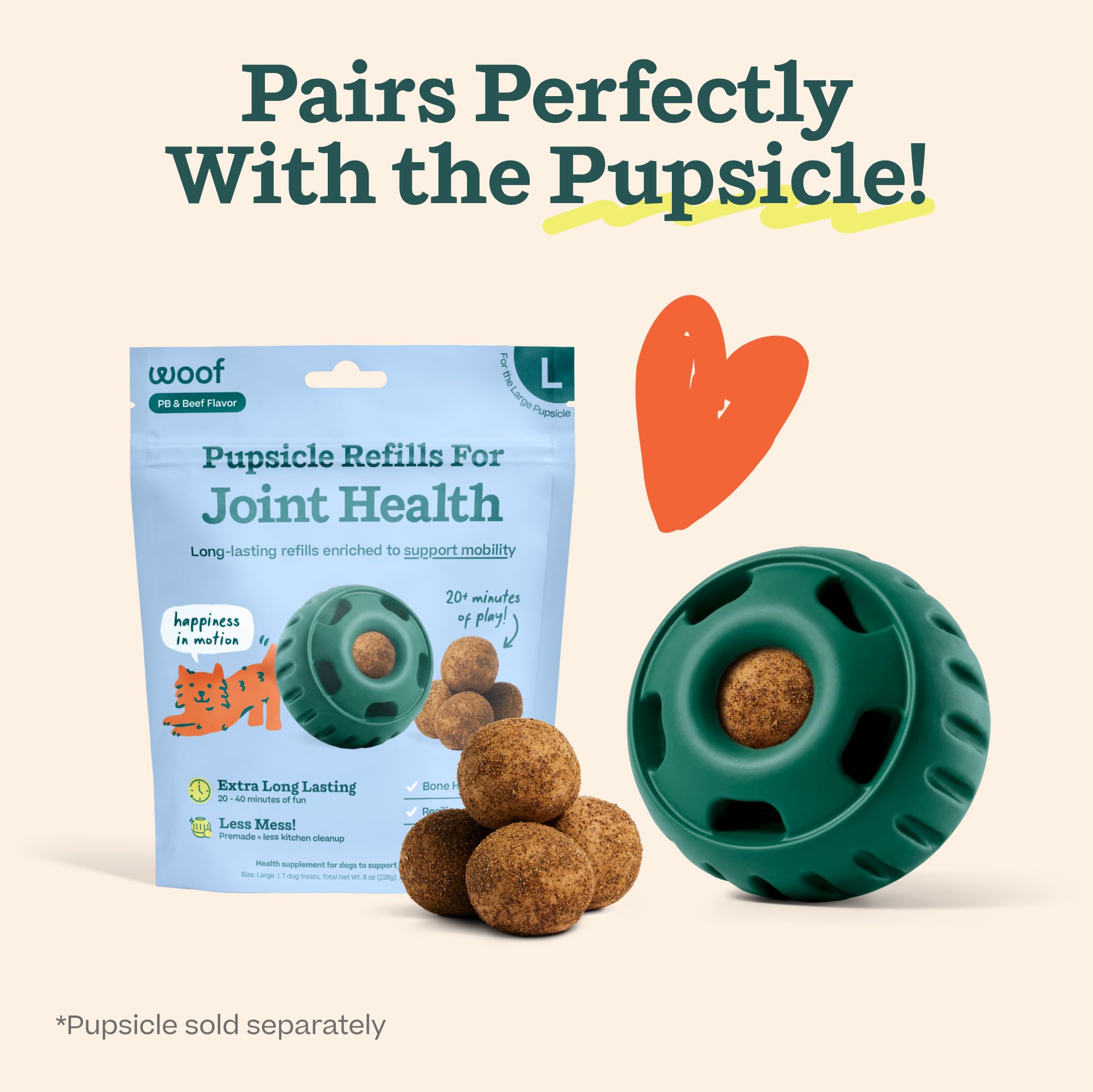 Woof Hip & Joint Pupsicle refill pops simple-use action for quick refills