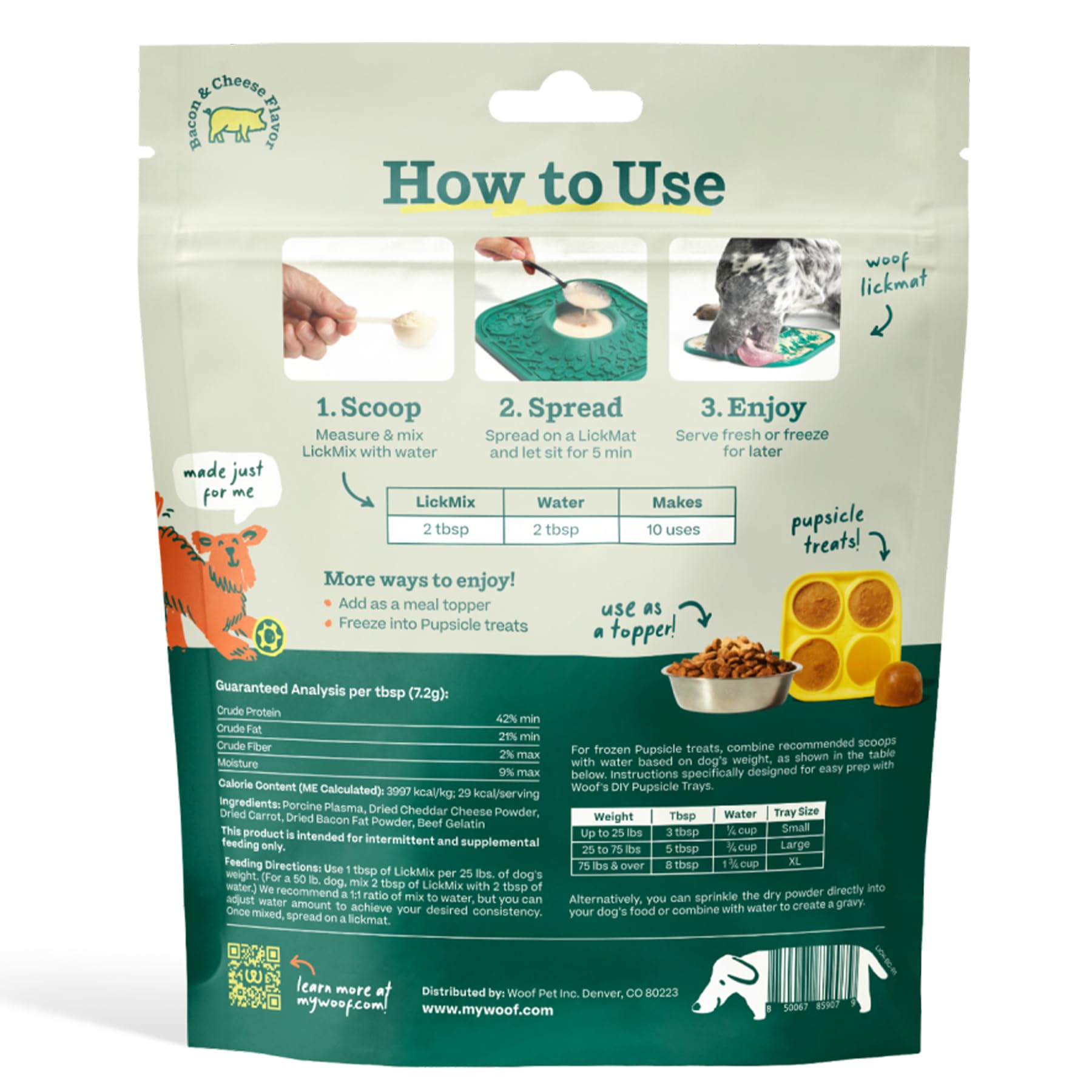 WOOF LickMixes lick mat use with water for multiple portions