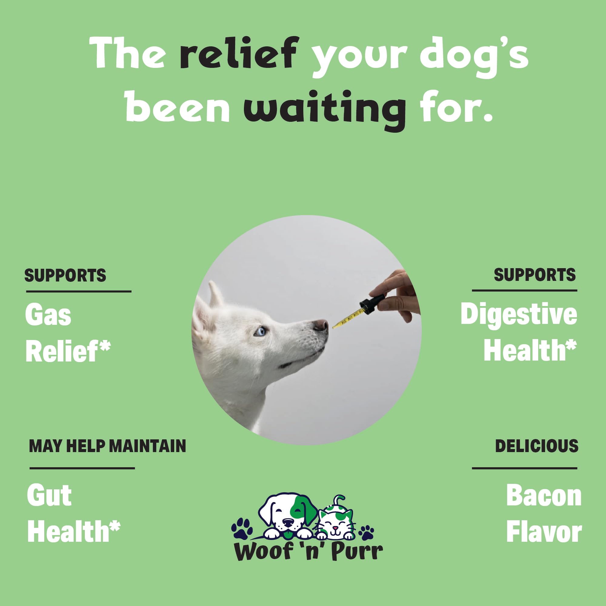 Woof 'n' Purr bacon flavor tincture bottle eases administration.