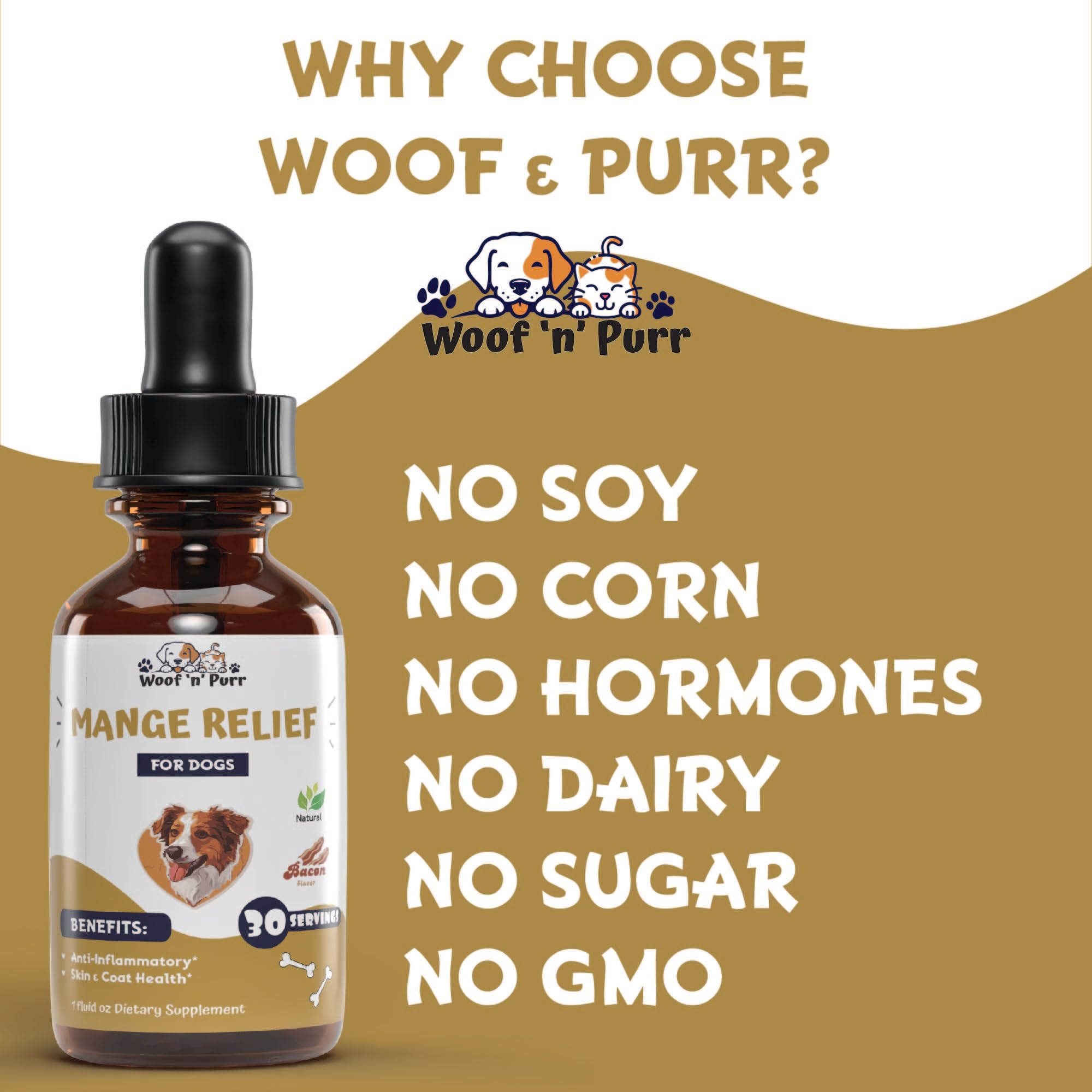 Woof 'n' Purr label highlights ingredients and usage for peace of mind.