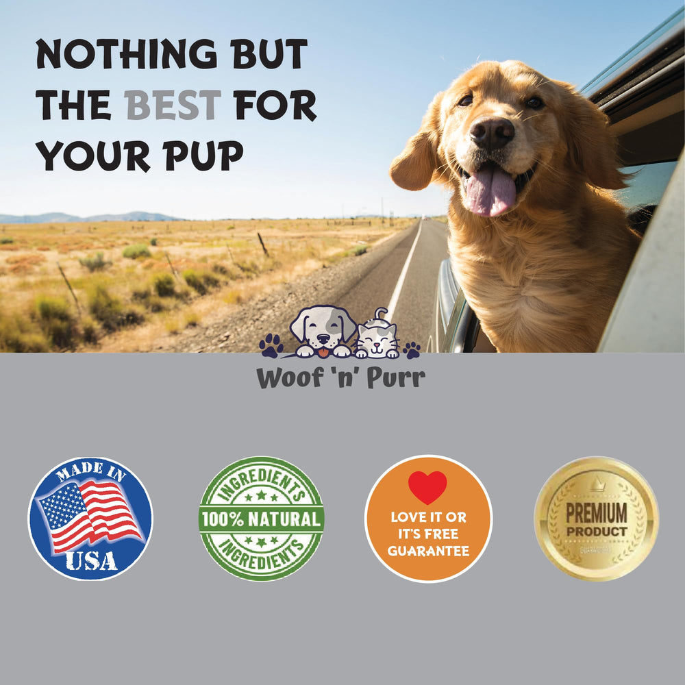 Woof n Purr Zinc for Dogs coat shine visual highlighting healthy fur.