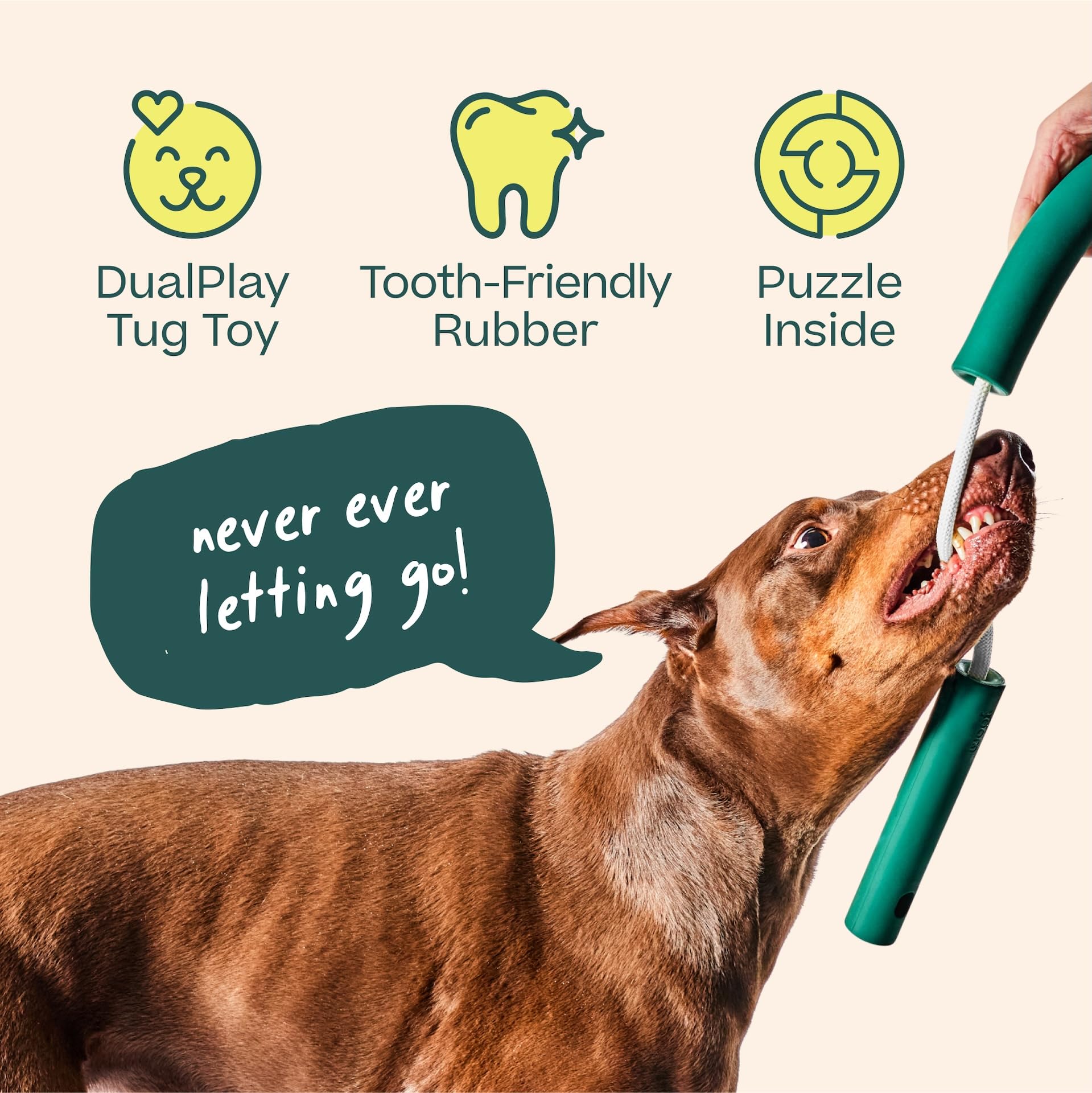 Natural rubber surface stays quiet and gentle on teeth.
