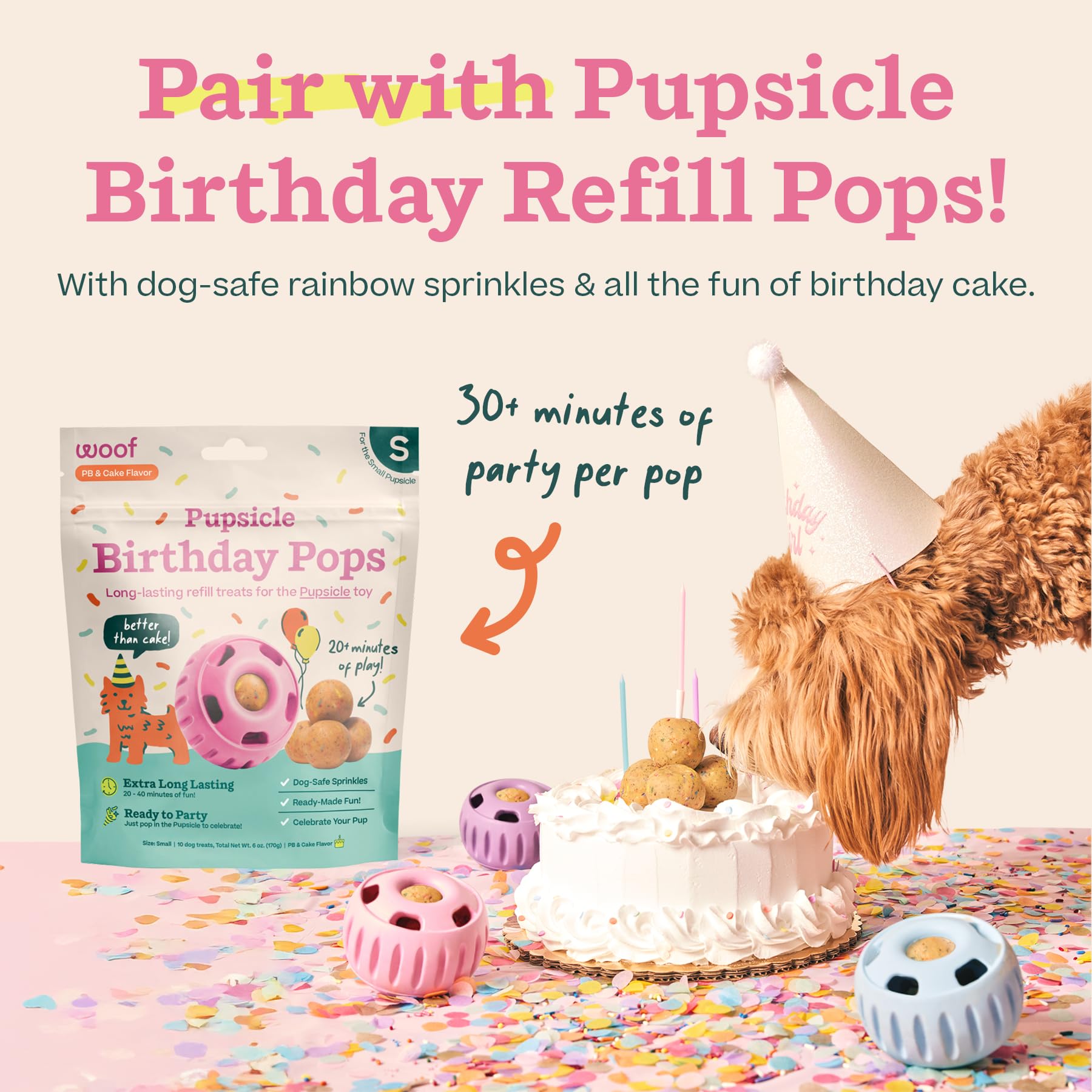 WOOF Party Pupsicle Buddy Blue easy-cleaning design ready to rinse