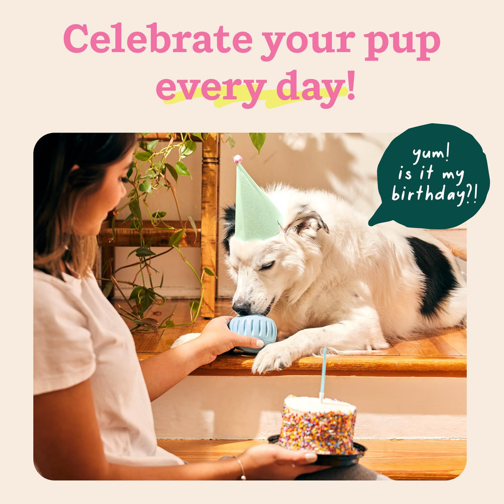 Woof Party Pupsicle filled twist demonstrates easy-fill design for spill-free setup.