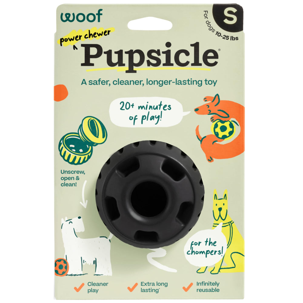 WOOF Power Chewer Pupsicle durable rubber close-up showing resilience for tough chewers.