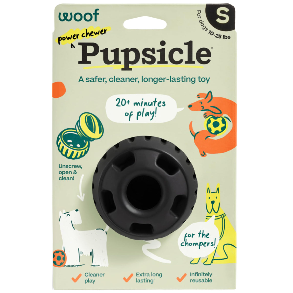 WOOF Power Chewer Pupsicle durable rubber close-up showing resilience for tough chewers.