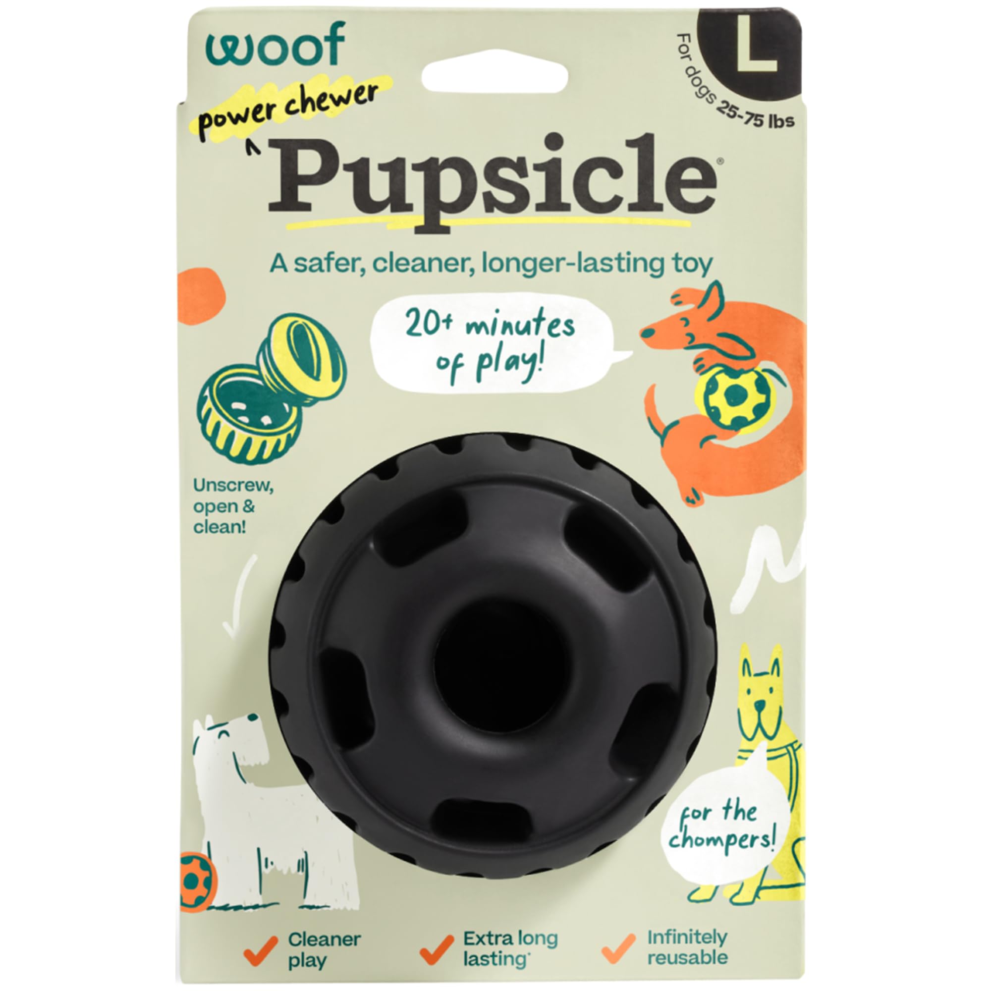 WOOF Power Chewer Pupsicle close-up shows durability for aggressive chewers.