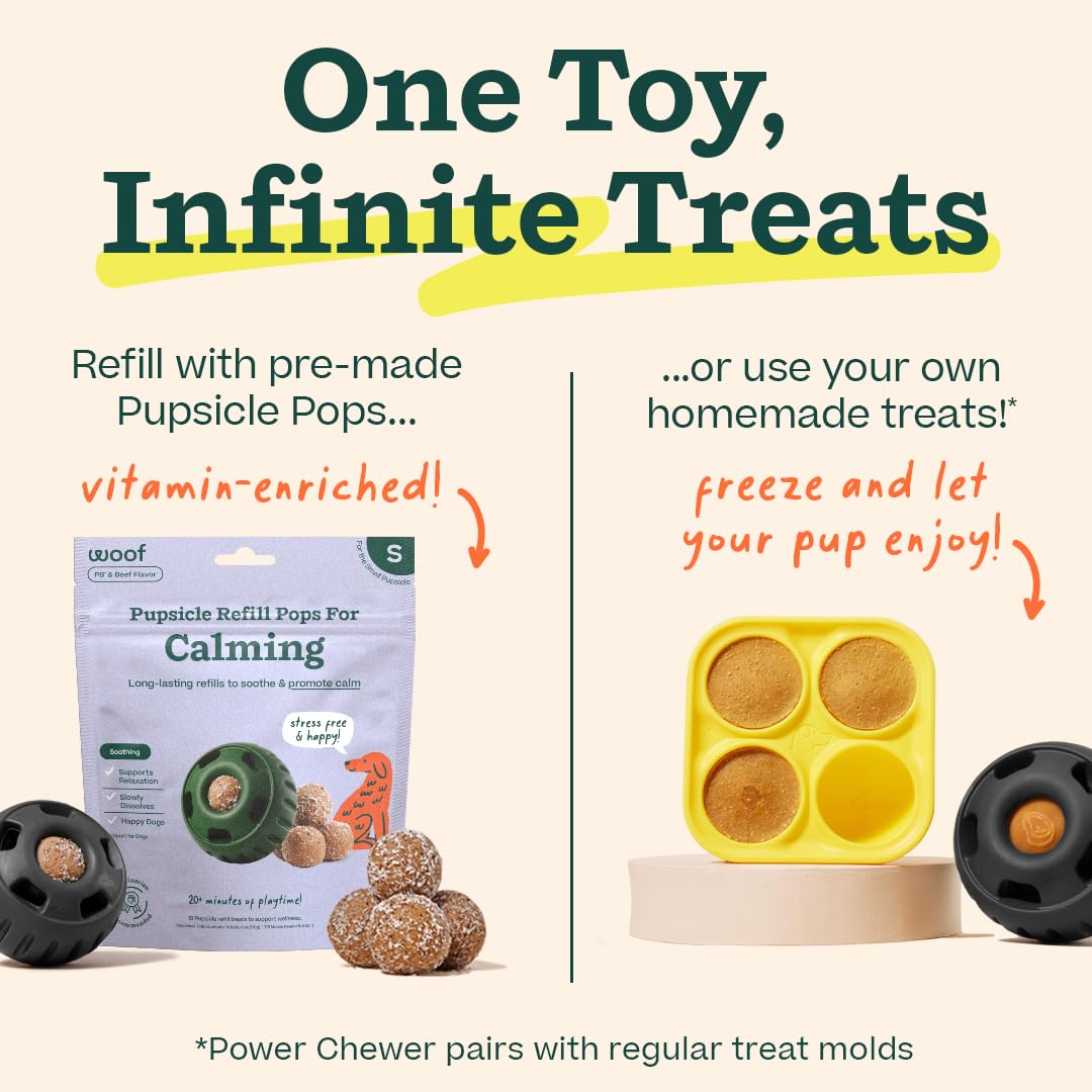 WOOF Power Chewer Pupsicle middle lid opens for easy filling.
