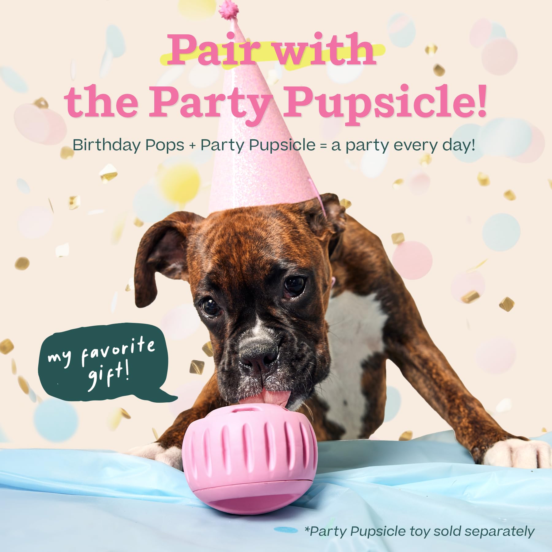 WOOF Pupsicle Birthday Pops are freezer-free and ready to serve.
