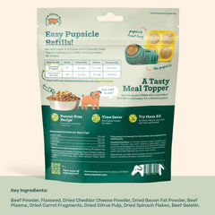 Close up of WOOF Pupsicle Mix ingredients highlighting grain free formula for dogs