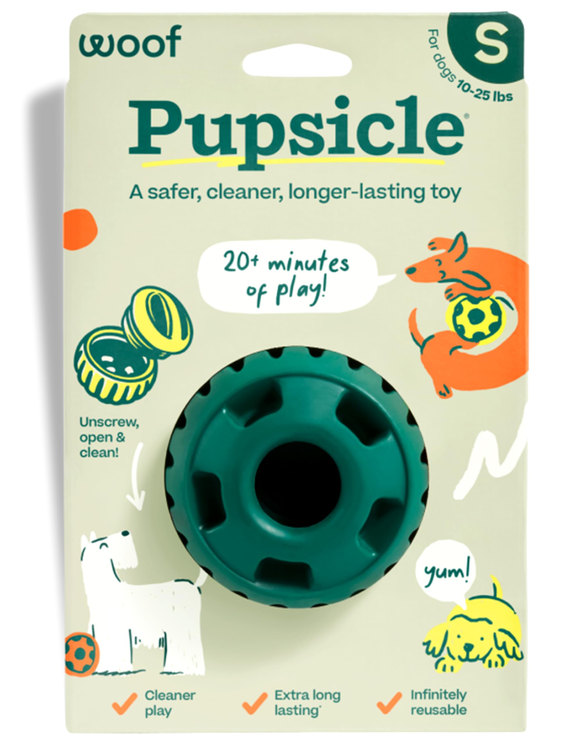 WOOF Pupsicle open-bottom design enables quick filling and easy cleanup.