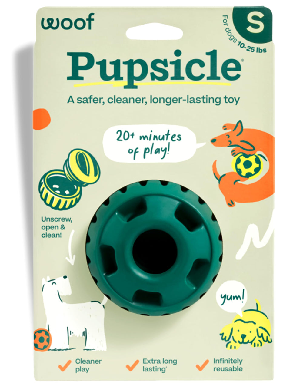 WOOF Pupsicle open-bottom design enables quick filling and easy cleanup.