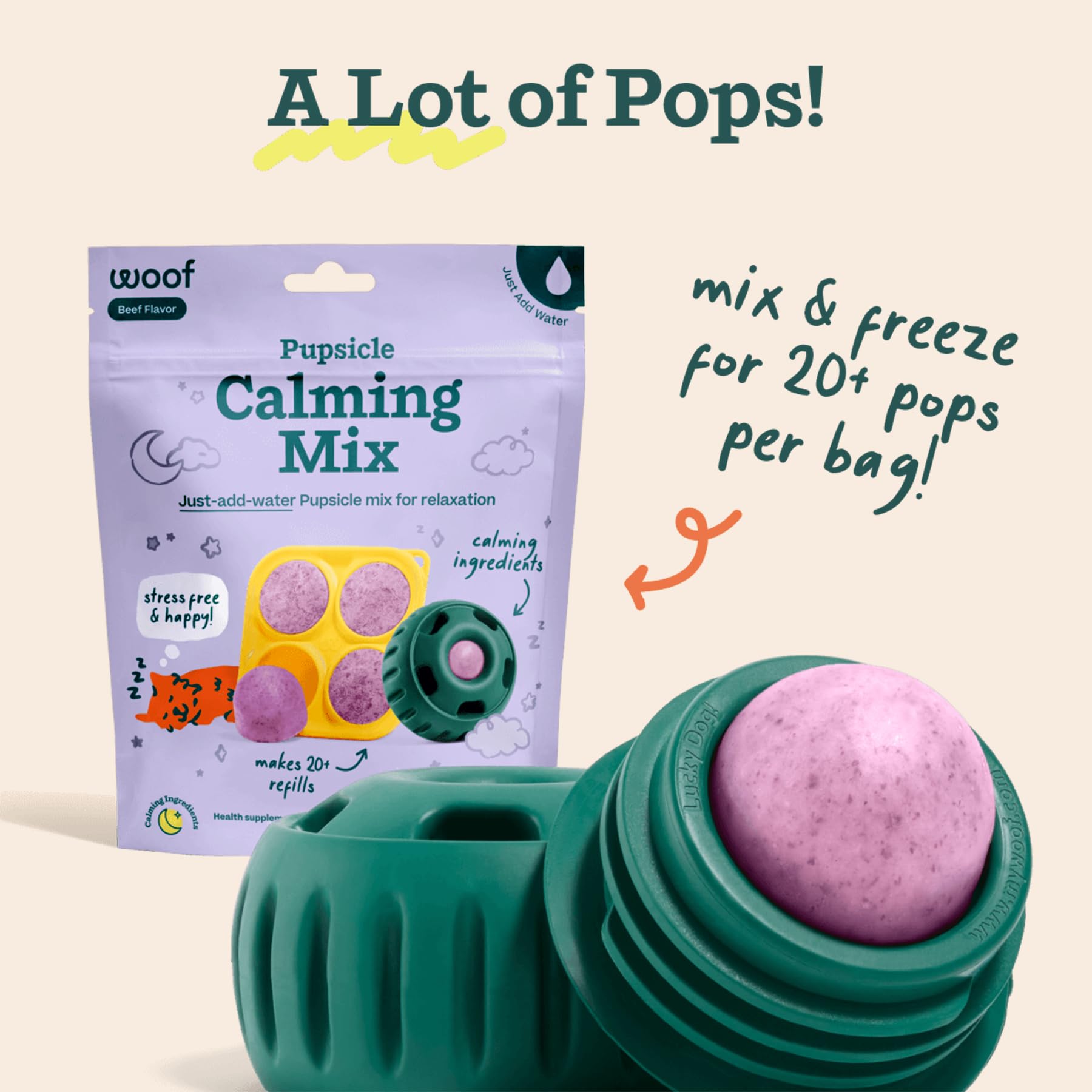 WOOF Pupsicle Pops Ready frozen treats for ongoing cooling fun