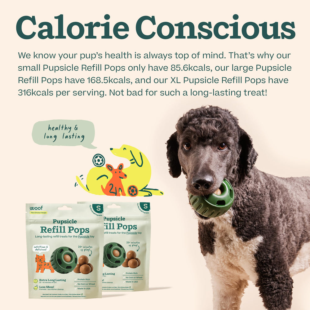 WOOF Pupsicle Refill Pop ingredients spotlight including chicken plasma and peanut butter flavor