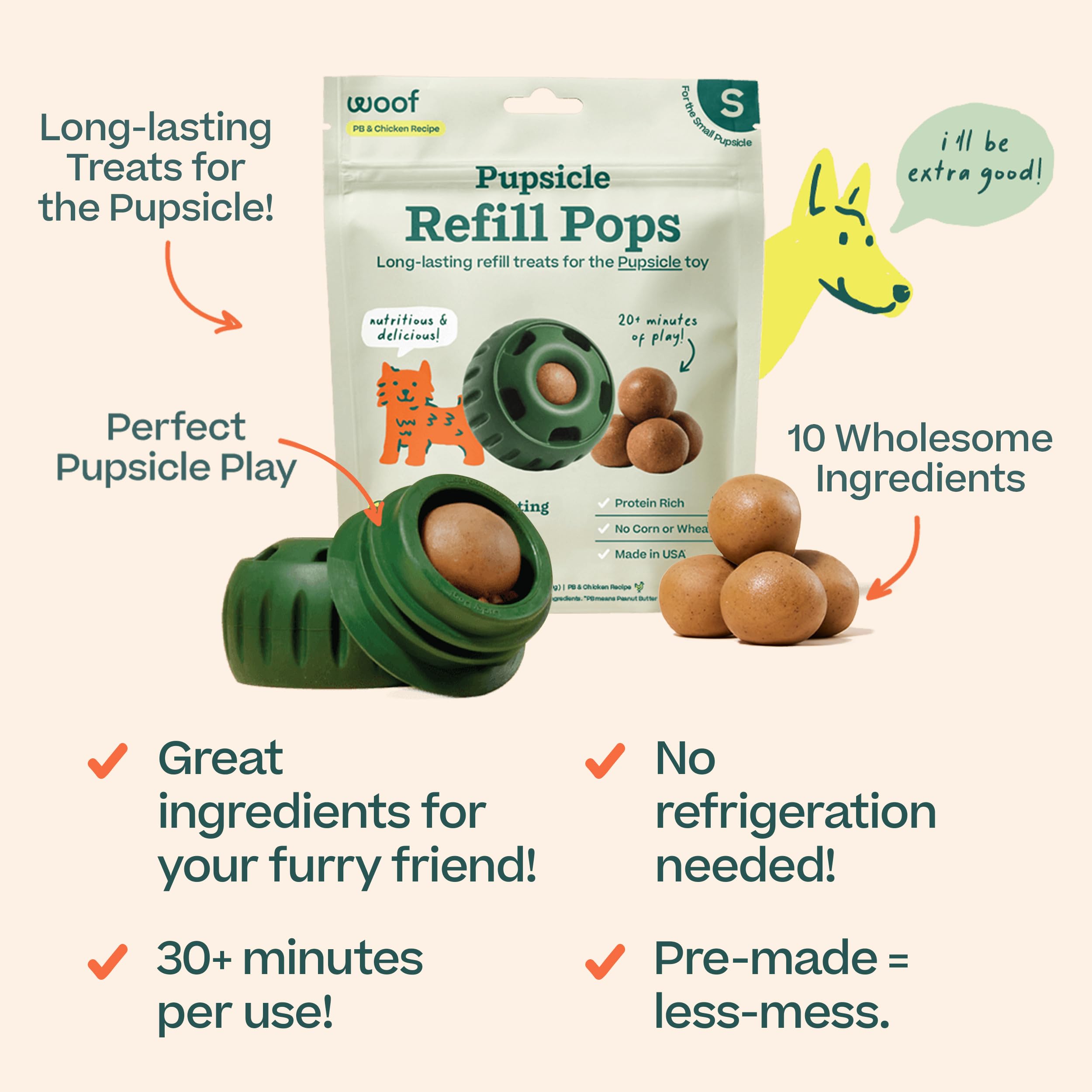 WOOF Pupsicle Refill Pop car-ride setup for focused pups