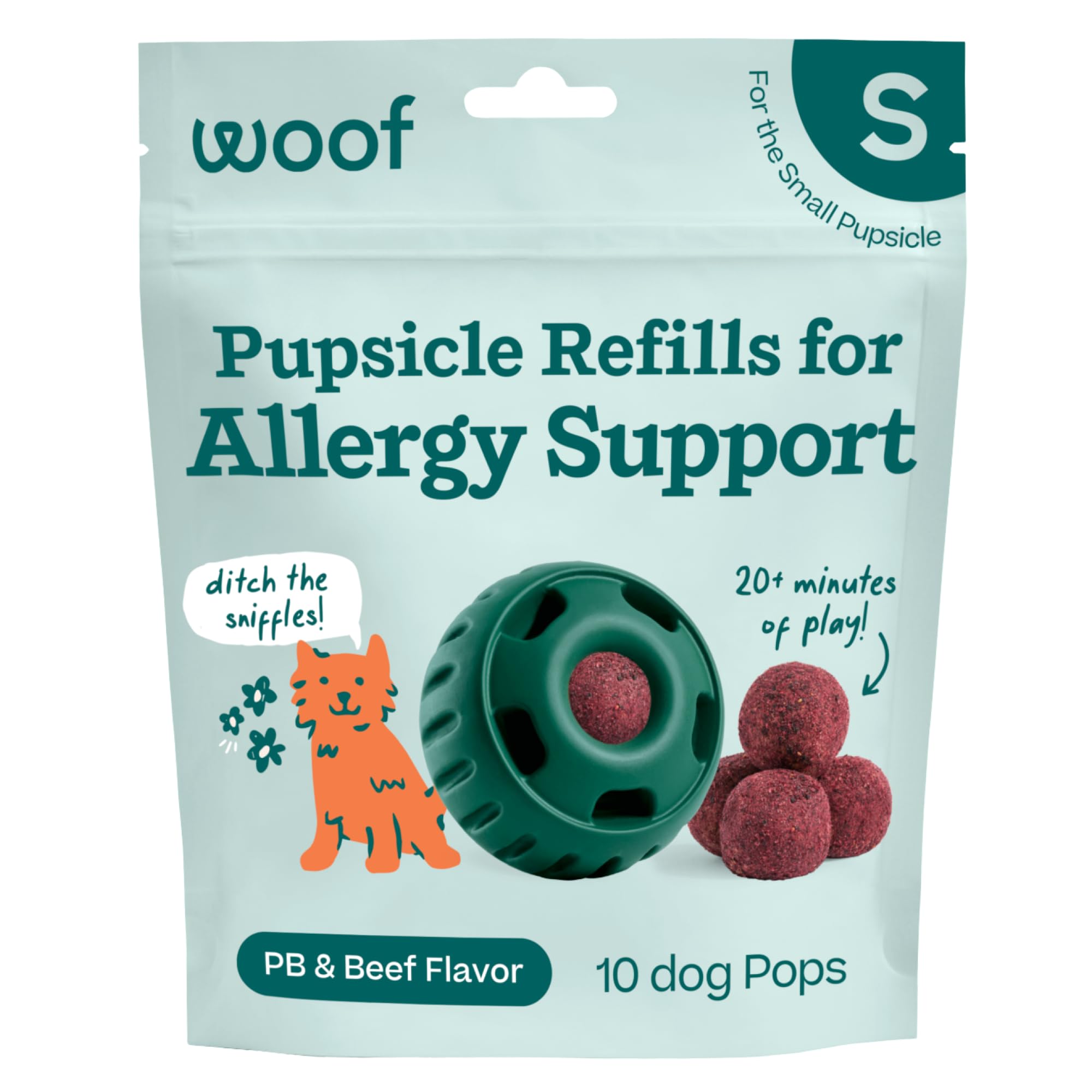 WOOF Pupsicle Refill Pops front view showing a durable, mess-free allergy support snack.