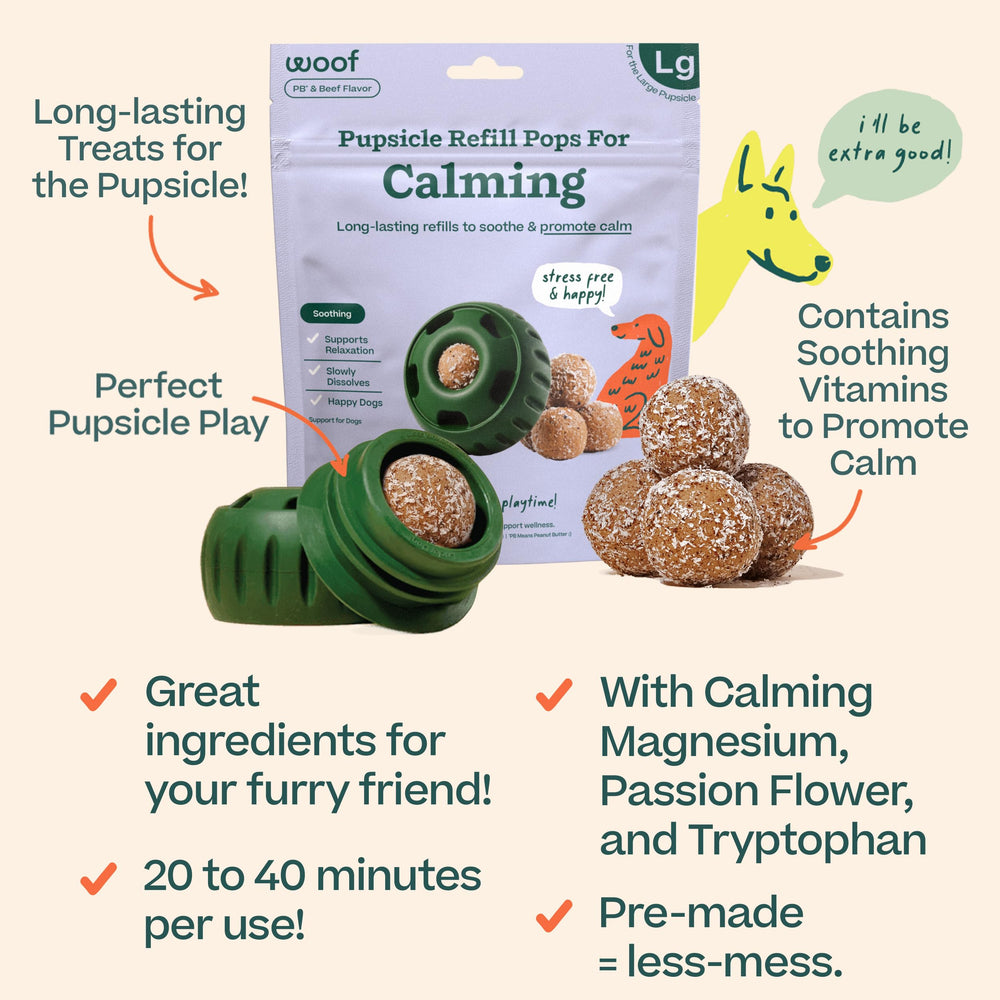 WOOF Pupsicle refill pops ingredient list showcased for quality nutrition.