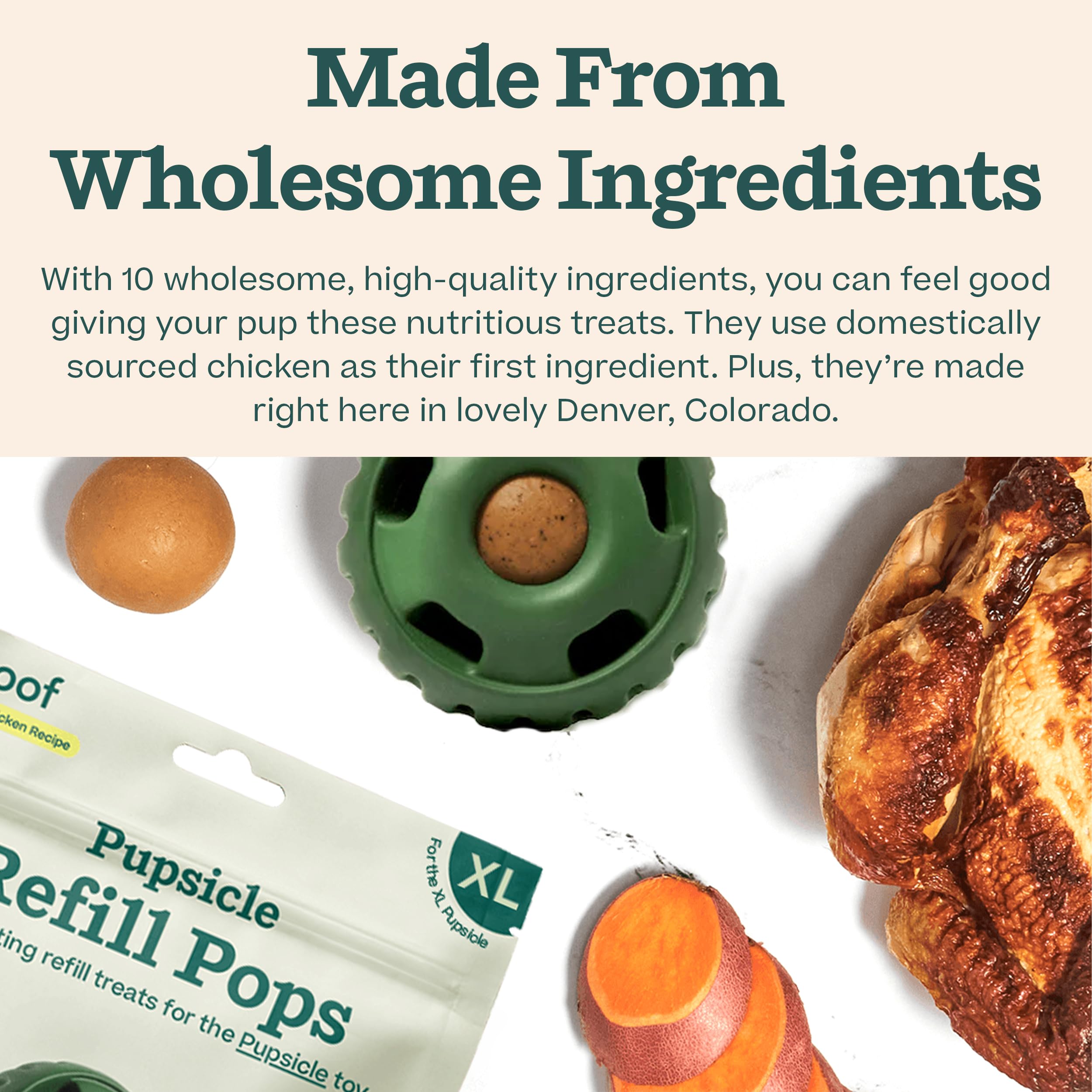 WOOF Pupsicle Refill Pops mess-free image emphasizes easy, clean use.