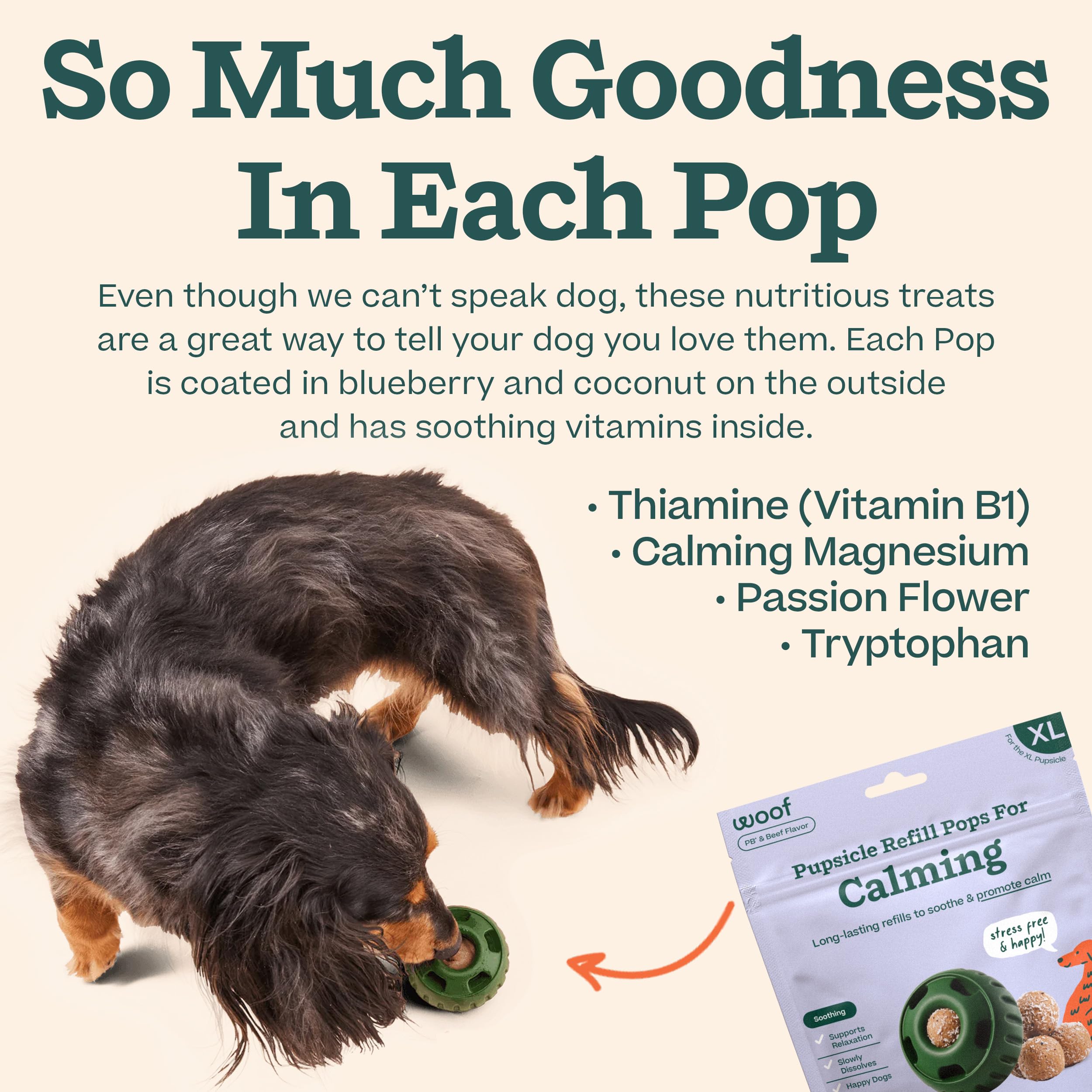 Woof Pupsicle Refill Pops on an adventure for convenient, calming snack.