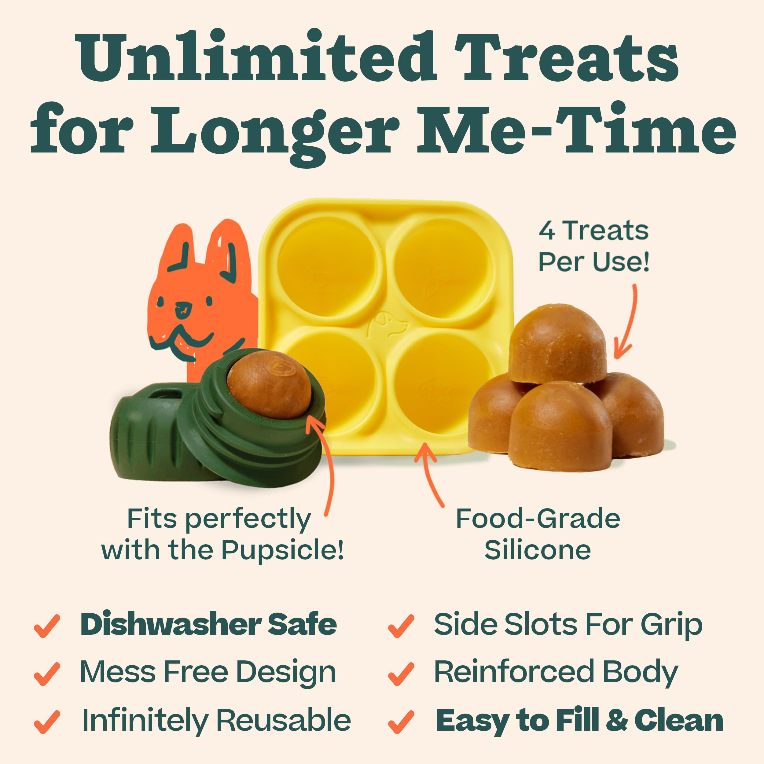 WOOF Pupsicle silicone tray is food-grade and easy to sanitize.