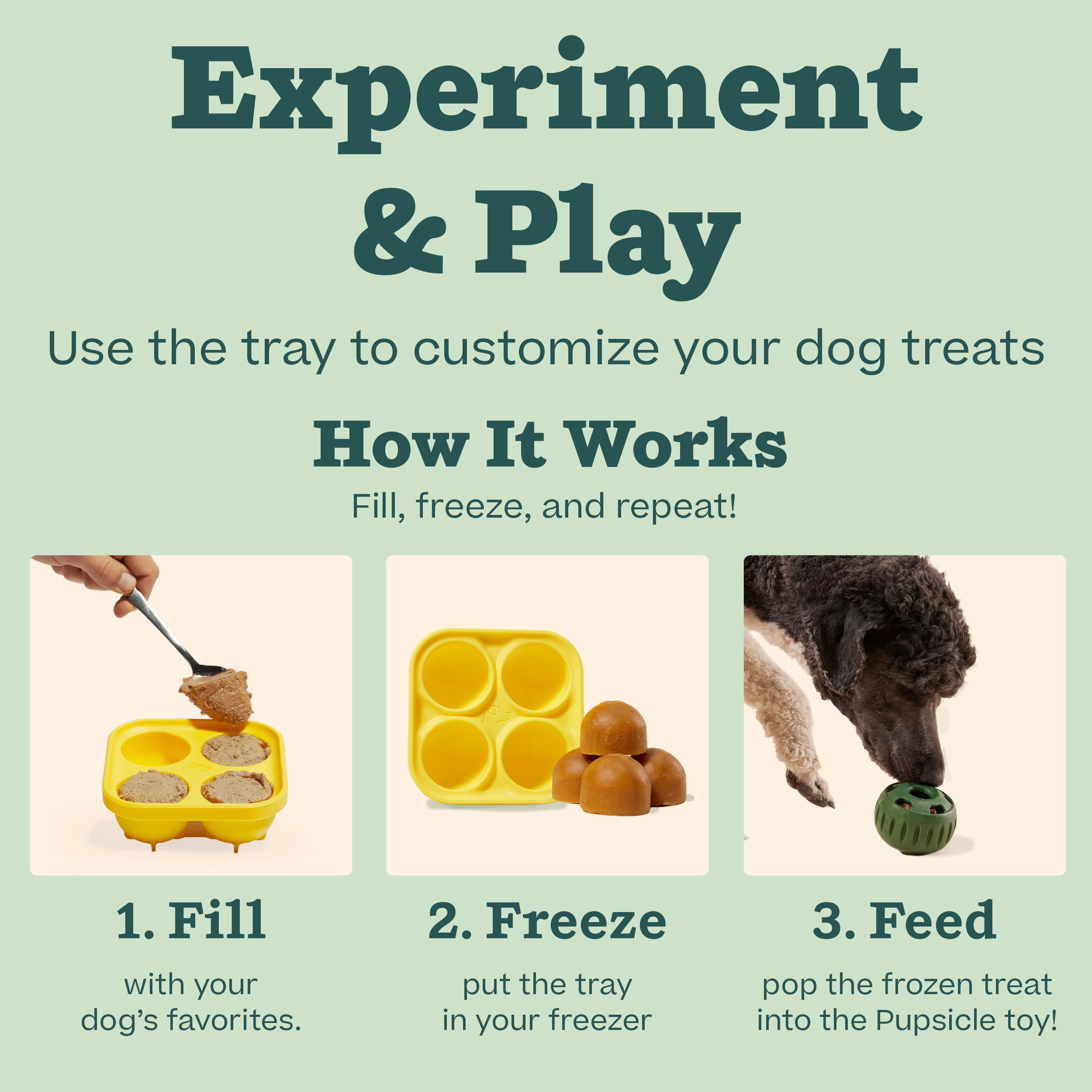 WOOF Pupsicle silicone tray safe for canine-friendly ingredients.