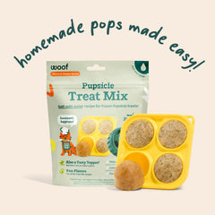Pouring WOOF Pupsicle Mix into a tray to make frozen treats