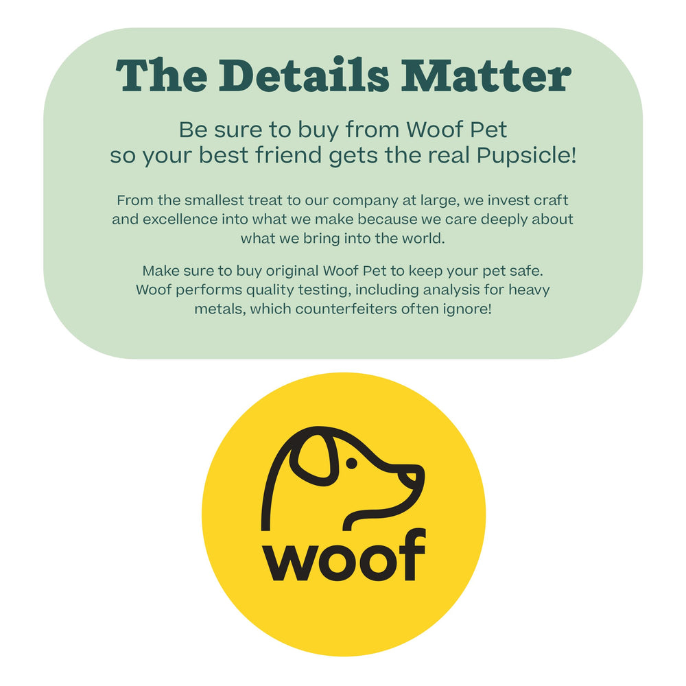 Woof Pupsicle Treat Tray versatile, accommodates yogurt, broth, or peanut butter treats.
