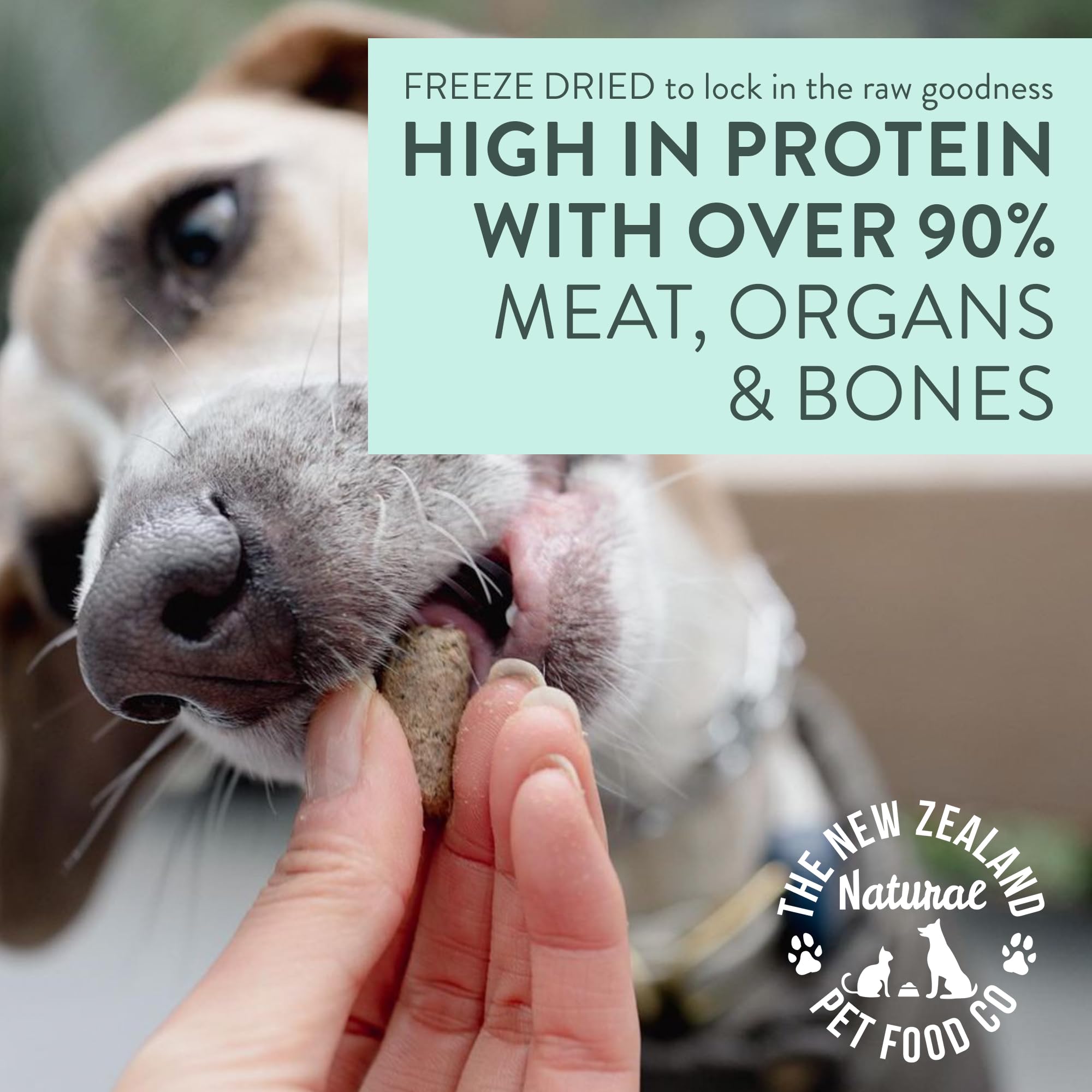 WOOF Wild Goat treat pack close-up featuring premium freeze-dried texture.