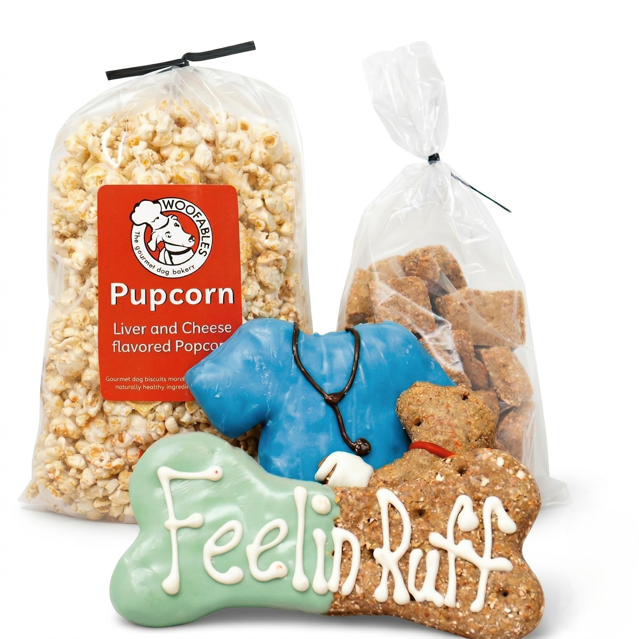 Woofables Get Well Soon Box with Pupcorn, a comforting treat for dogs