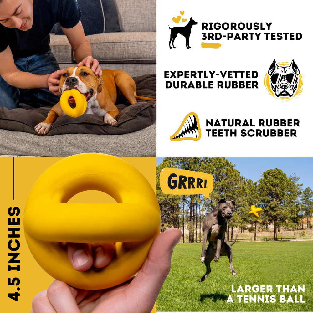 WoofBite bounce-fetch ball engages dogs with unpredictable hops for active play.