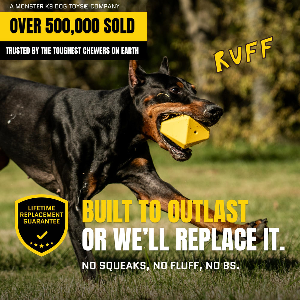 WoofBite Diamond toy side view, showcases tough, chew-durable construction.