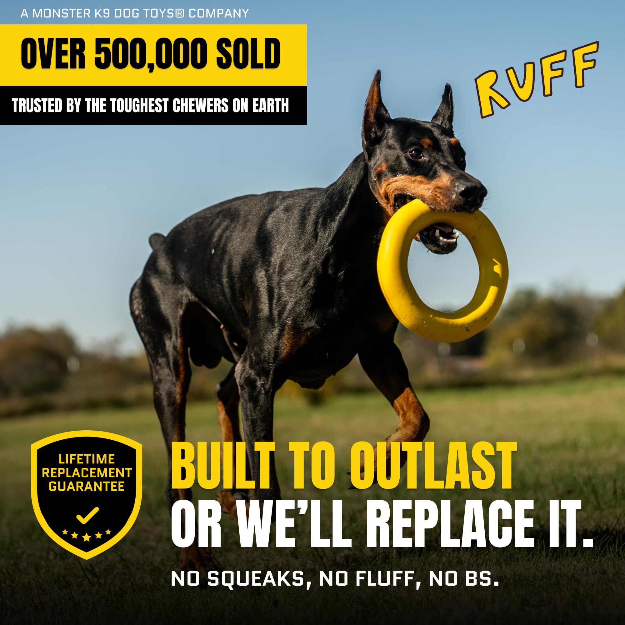 WoofBite Giant XL Ring in action for fetch and chew sessions.