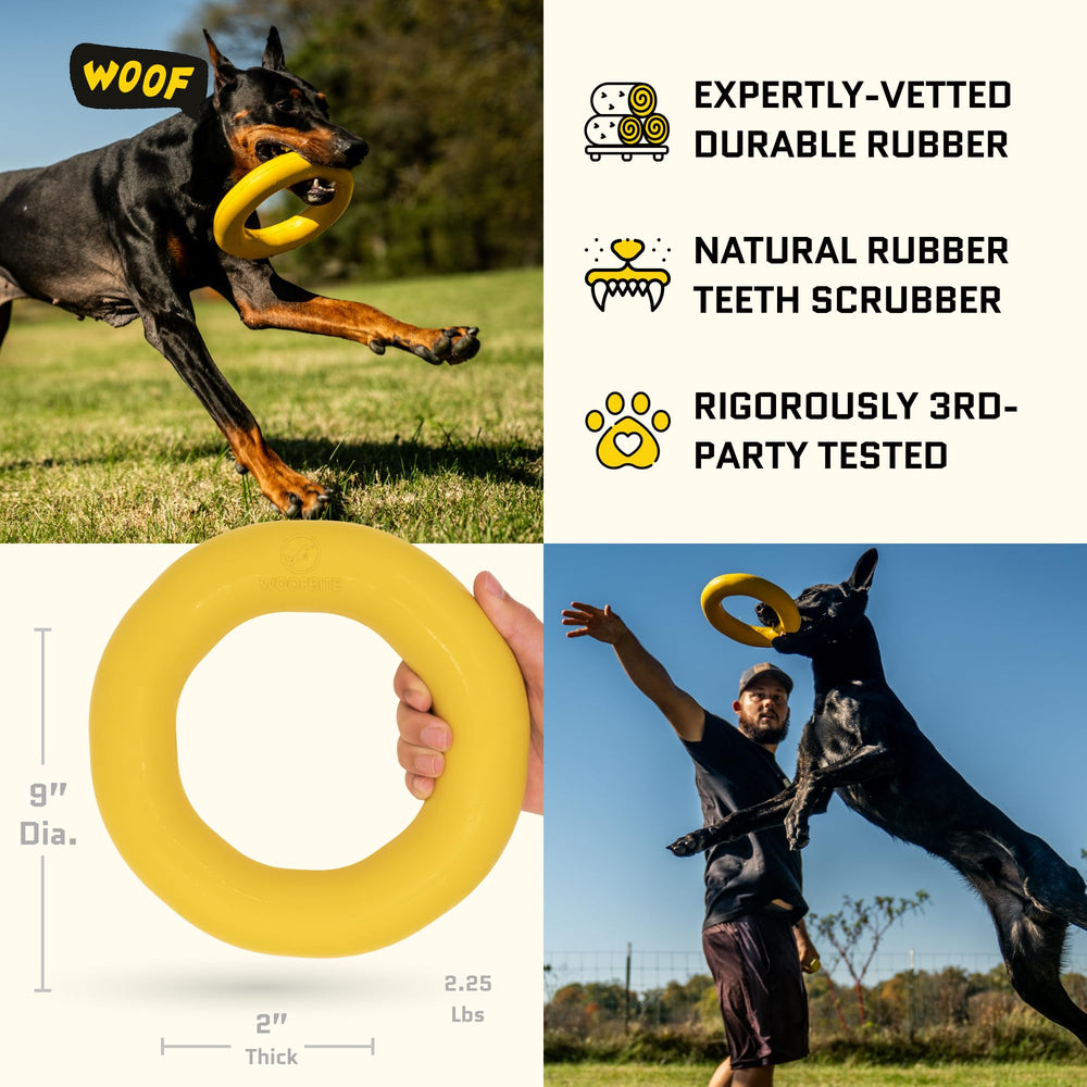WoofBite Giant XL Ring being chewed demonstrates durability and safety.