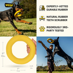 WoofBite Giant XL Ring being chewed demonstrates durability and safety.