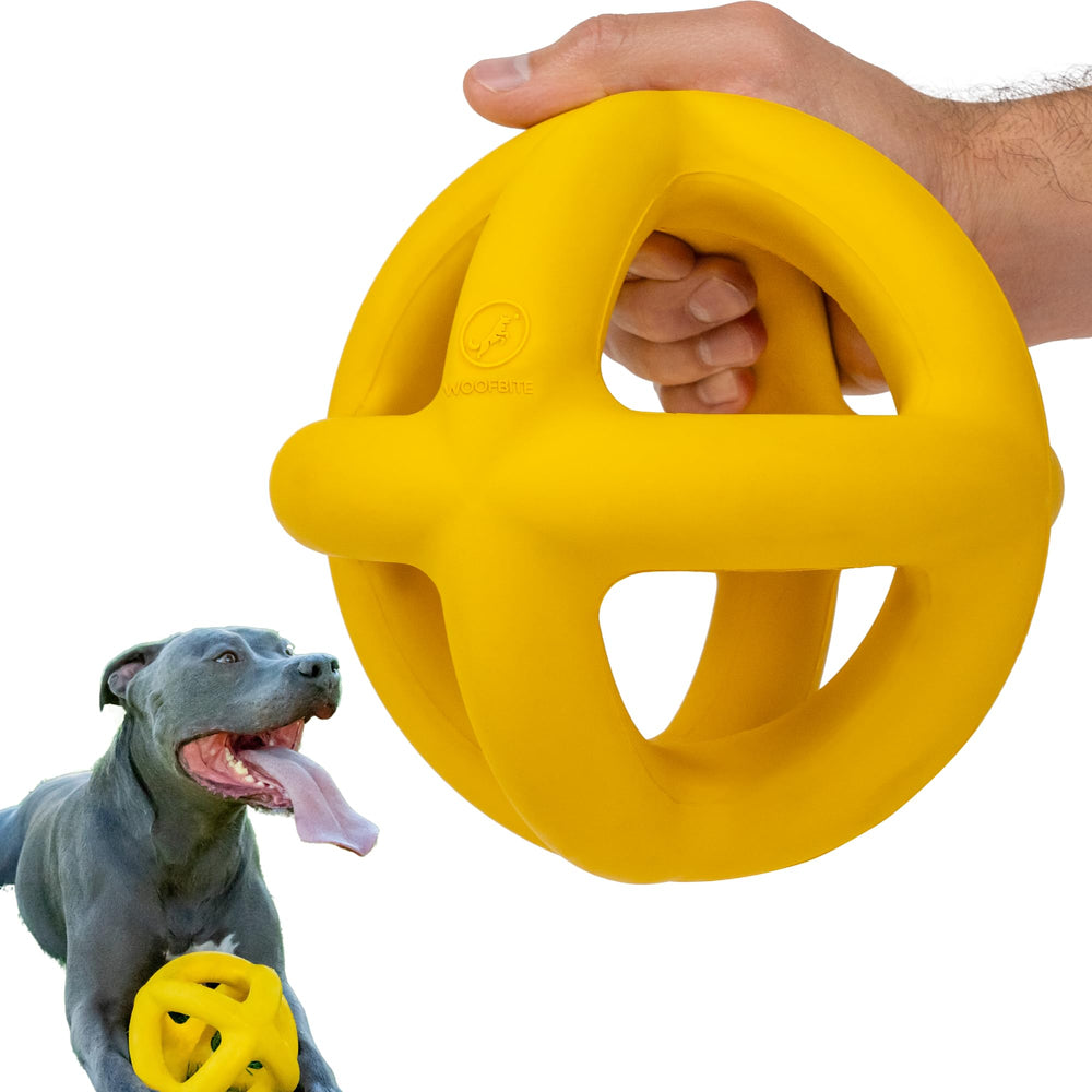 WoofBite indestructible giant XL ball great for fetch and power chewing.