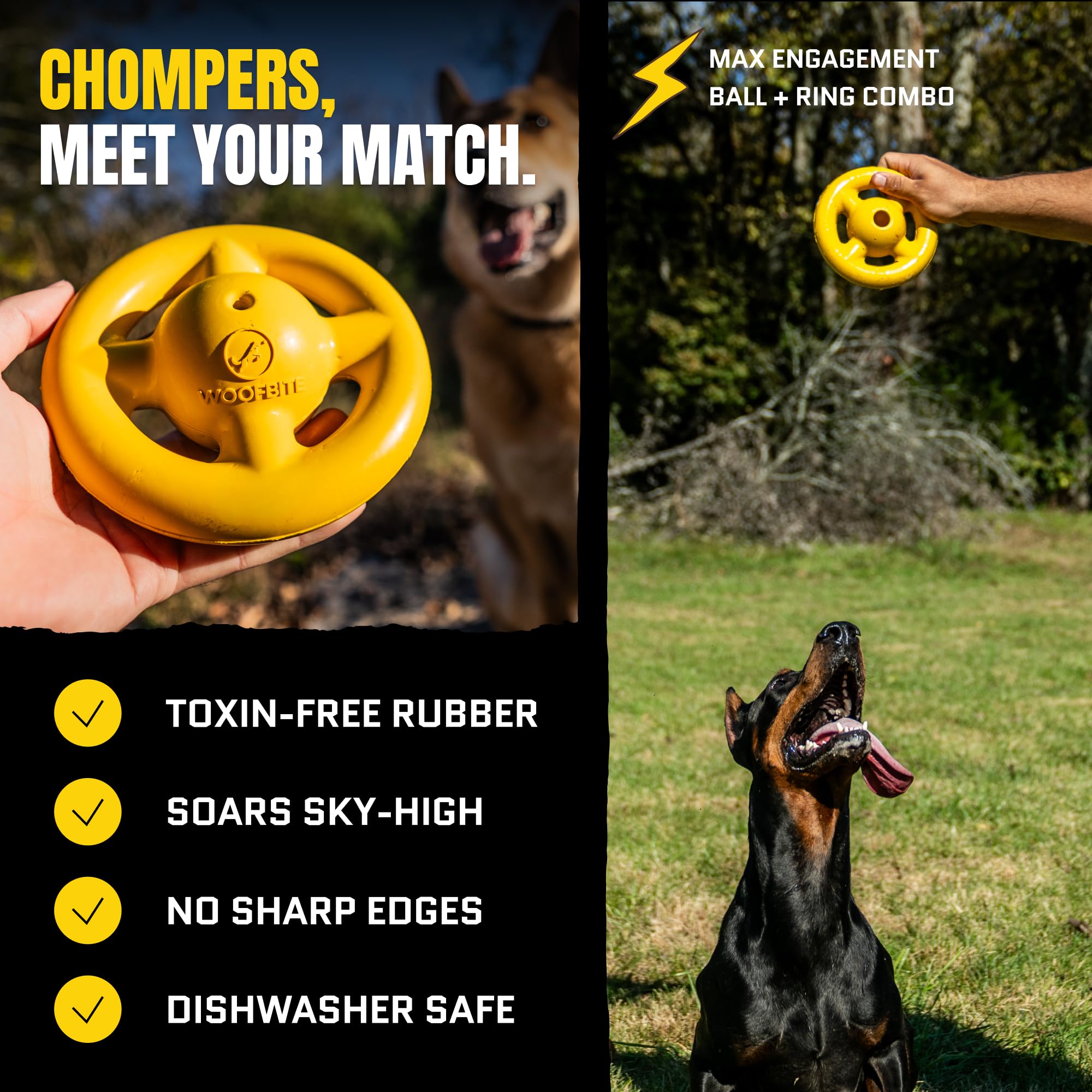 WoofBite Orbit Ring bright-yellow visibility during fetch