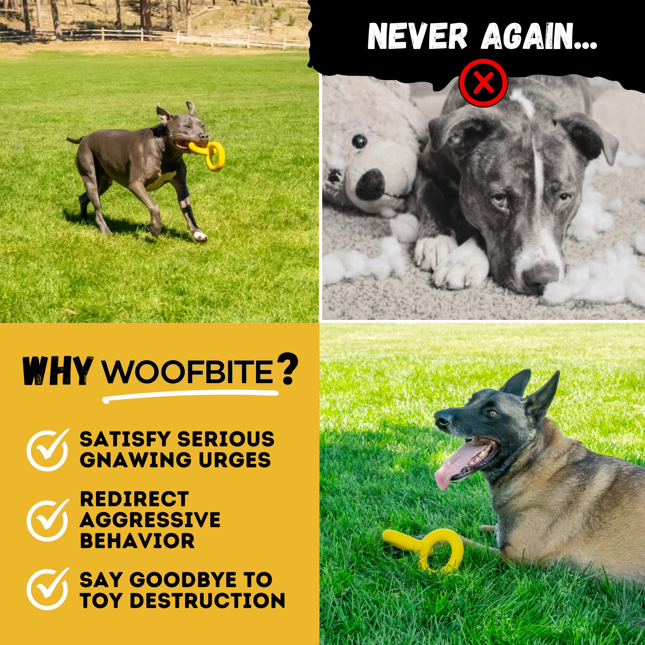 WoofBite Tug Rings come with a lifetime demolish-free guarantee for peace of mind.