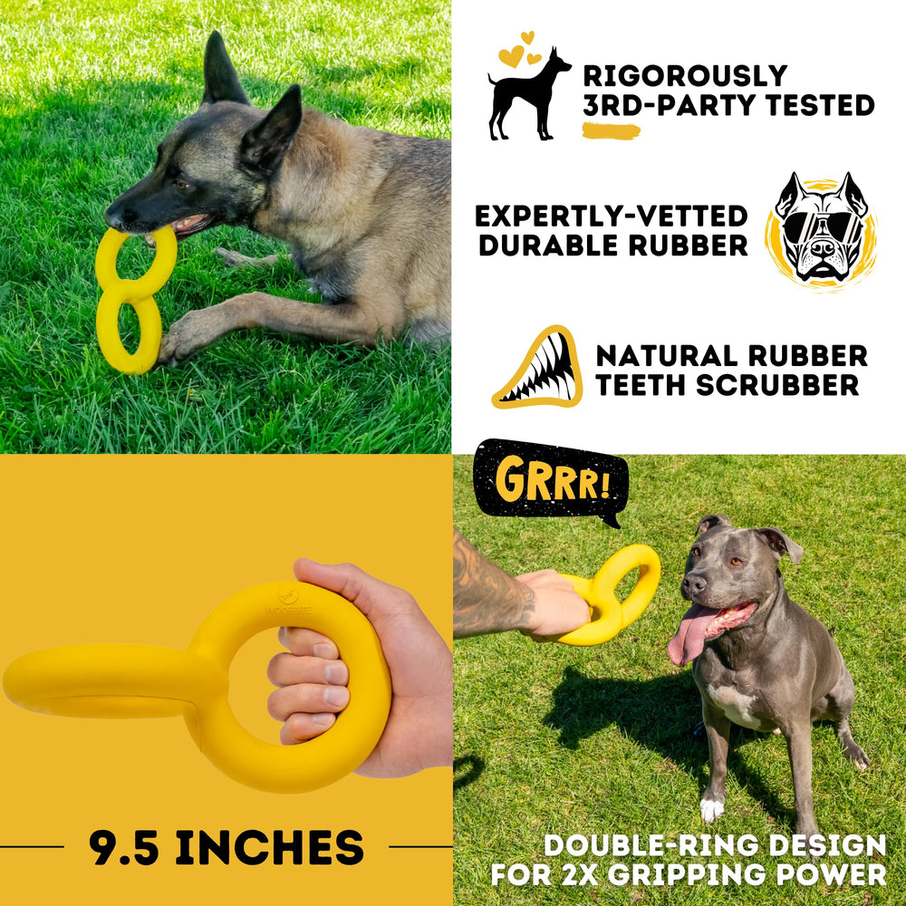 WoofBite Tug Rings endure tough tug-of-war sessions with strong chewers.