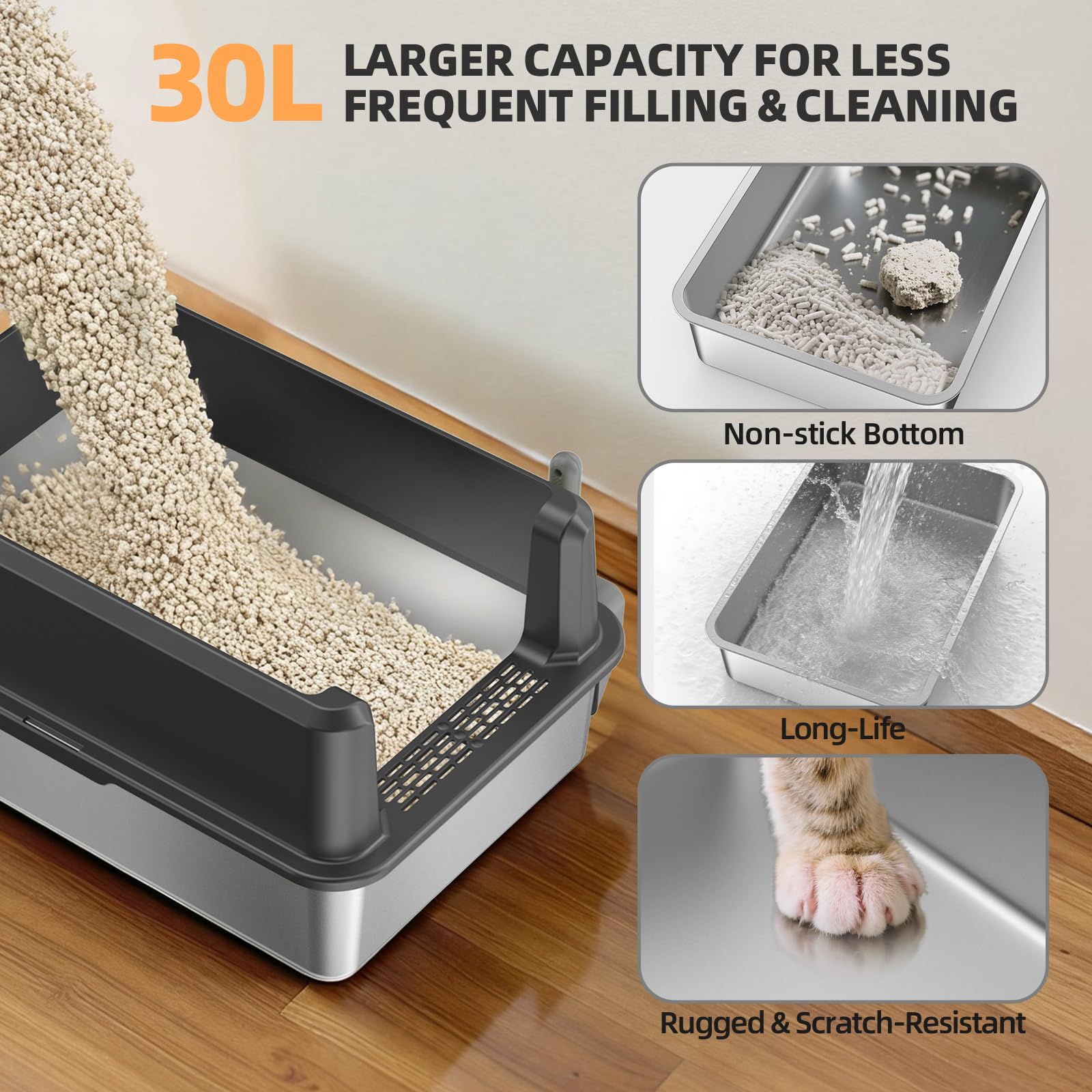 WoofiGo high-side enclosure provides privacy and litter containment during use.
