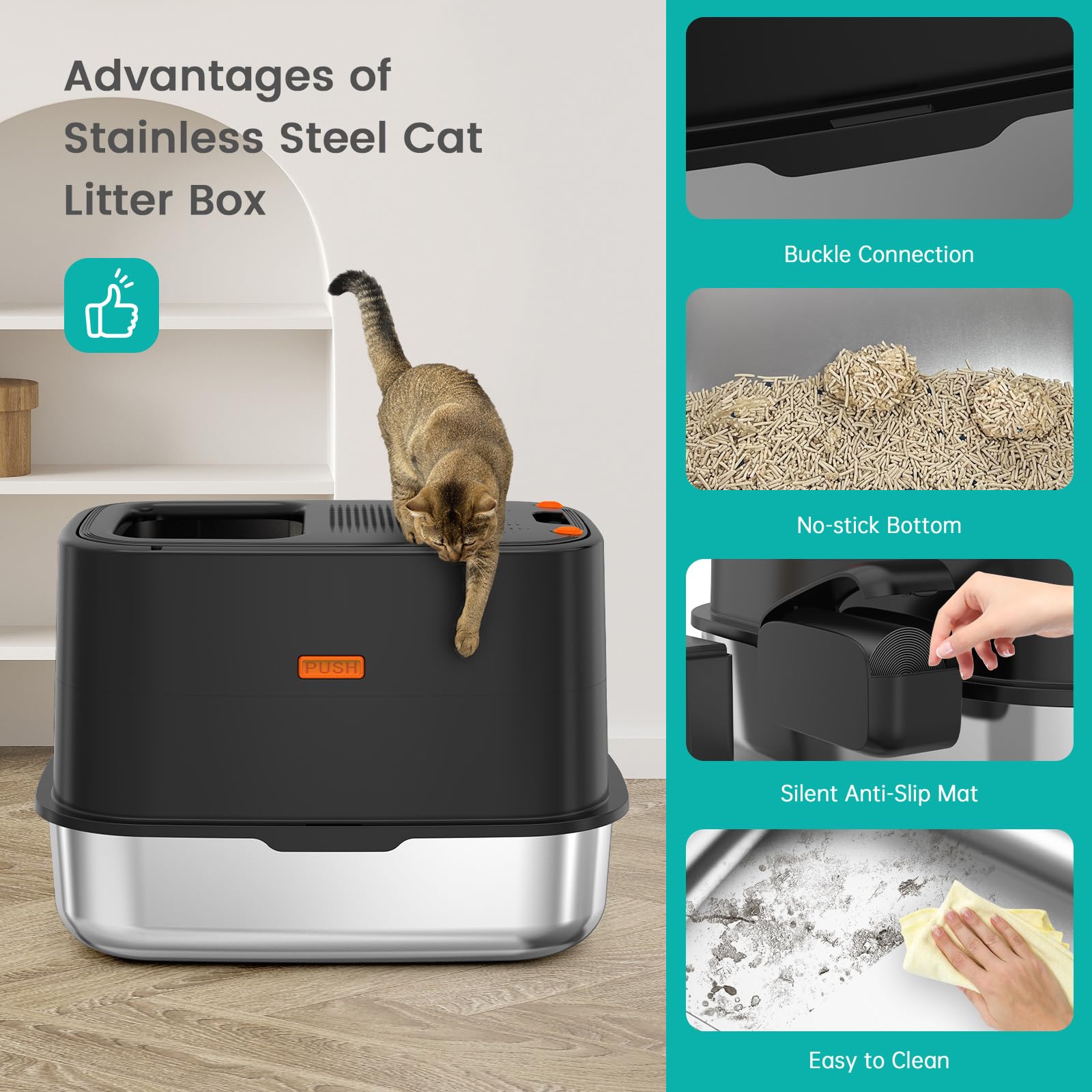 Includes scoop for quick, tidy cleanup after every use.