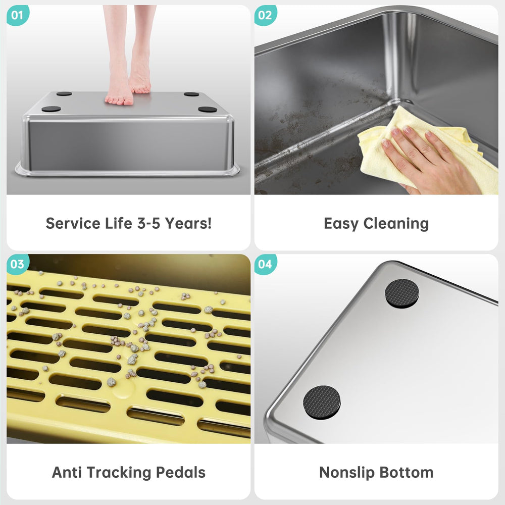Tracking-proof pedal helps keep litter inside for a cleaner indoor space.