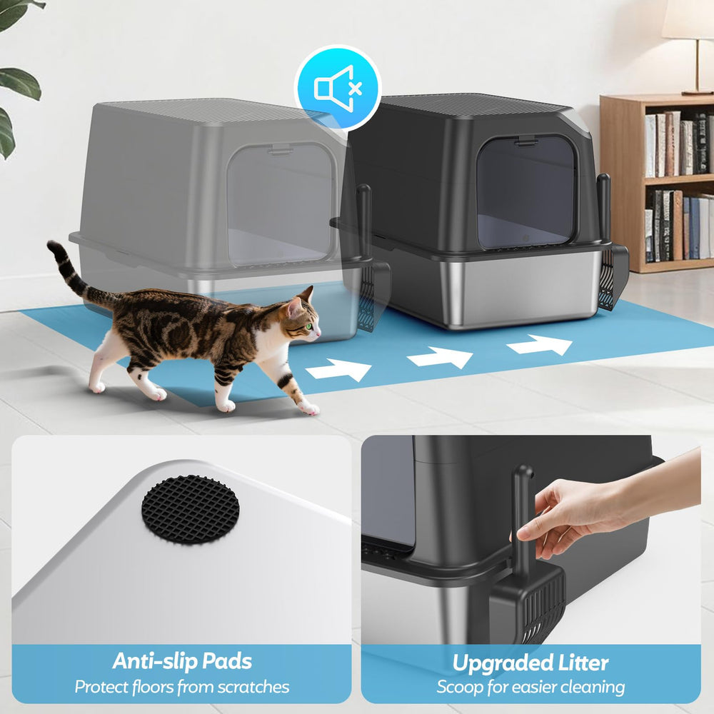 WoofiGo odor-control stainless steel design in a modern grey finish.
