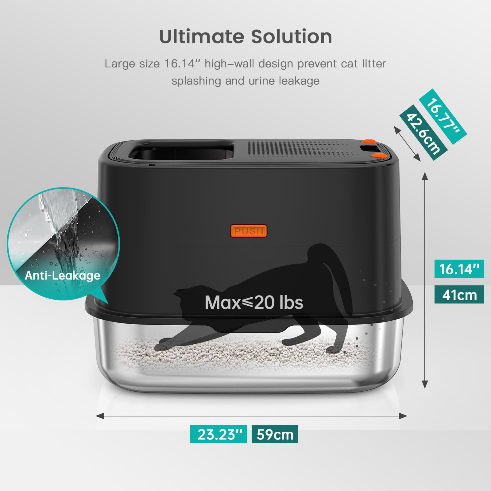 Top-entry design keeps litter contained and paws clean for busy multi-cat homes.