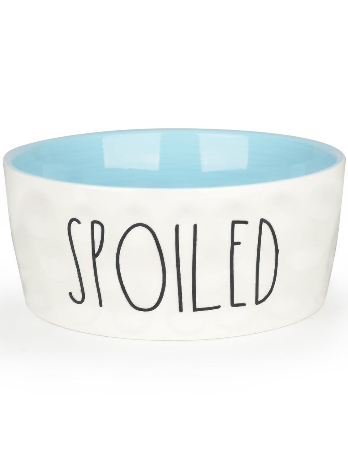 WoofinPets 70oz ceramic dog bowl in blue for large dogs' meals and water.