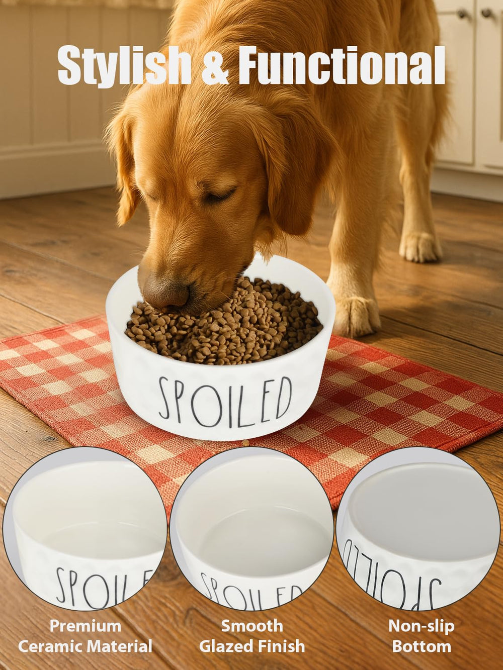 WoofinPets ceramic bowl is dishwasher-safe for easy cleaning after meals.