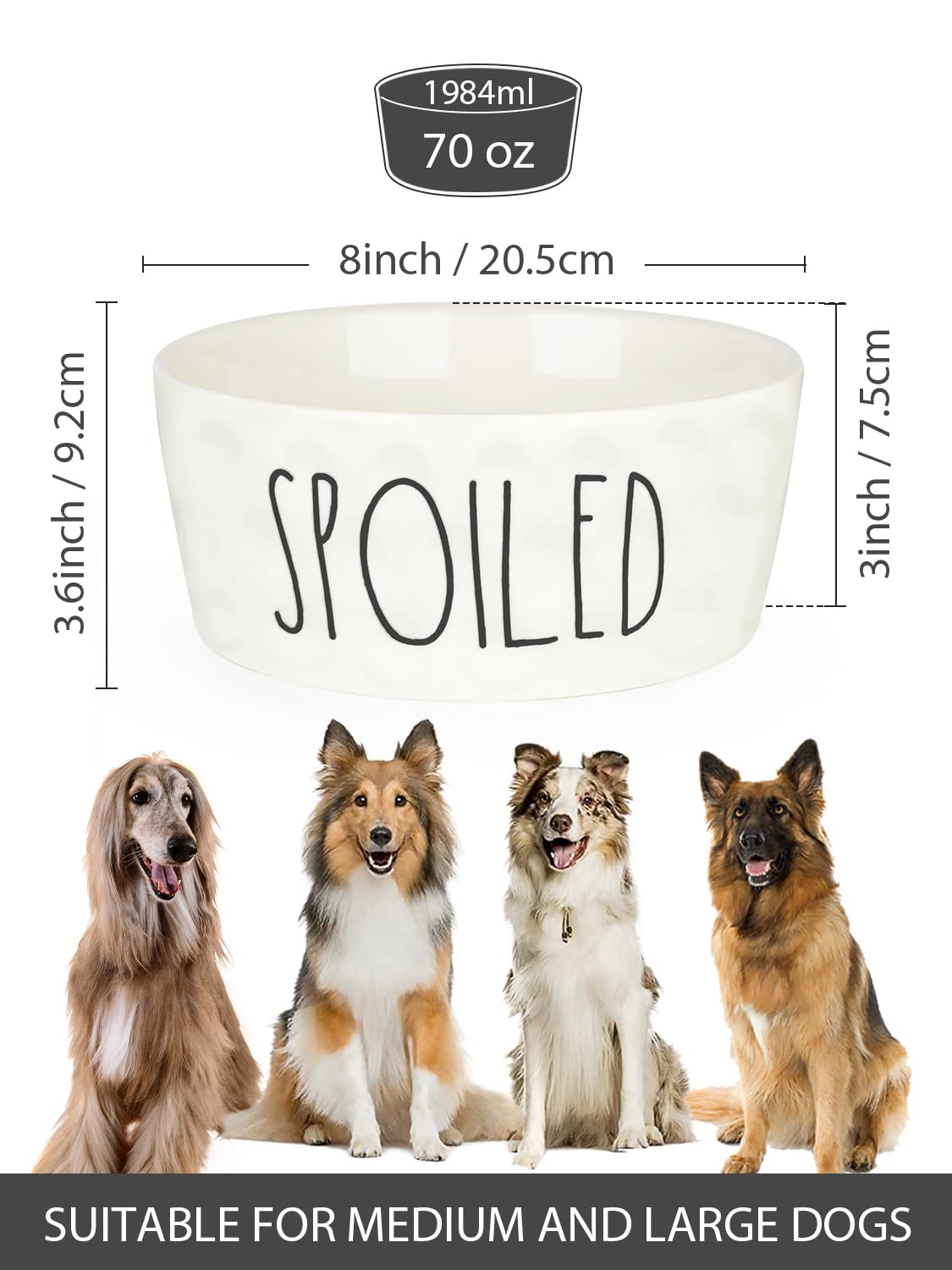 WoofinPets bowl with heavy-weight design resists tipping during vigorous eating.