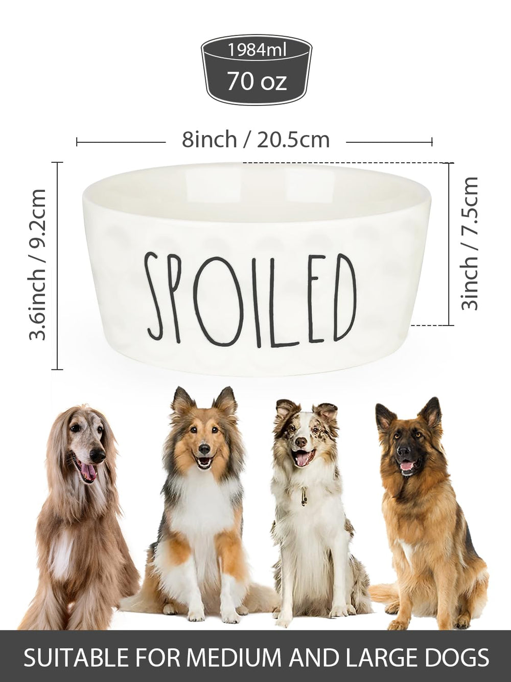 WoofinPets bowl with heavy-weight design resists tipping during vigorous eating.