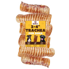 Woofley's Beef Trachea 3-4 Inch Pack for dogs, high-protein chew.