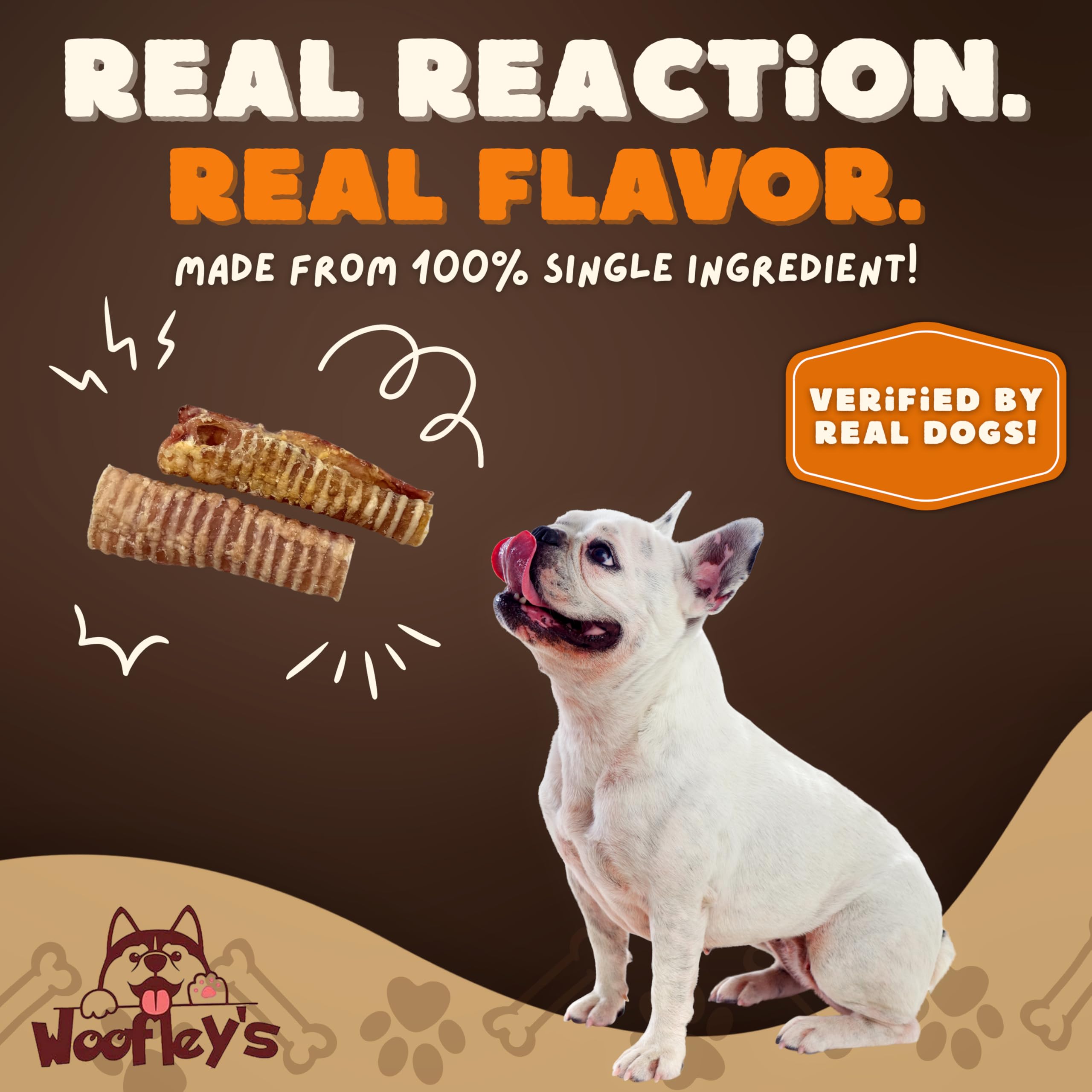 Woofley's Beef Trachea containing glucosamine and chondroitin as shown in image